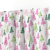 holiday trees - pink and green - painted