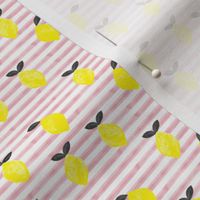 (micro scale) lemons - watercolor stripes (pink v2)