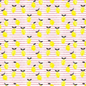 (micro scale) lemons - watercolor stripes (pink v2)