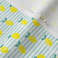 (micro print) lemons - watercolor stripes (blue)