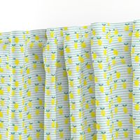 (micro print) lemons - watercolor stripes (blue)