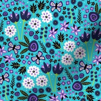 Spring Garden (Light Blue and Purple)