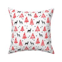 winter deer - red and black