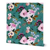 Victoria Floral teal