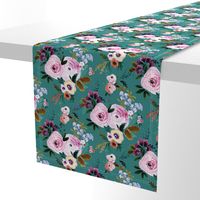 Victoria Floral teal