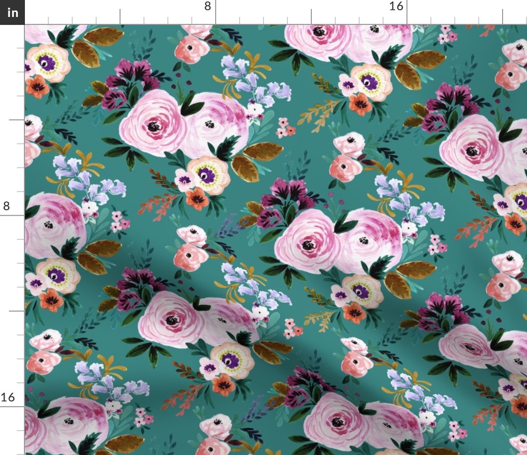 Victoria Floral teal