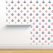 Coral and Navy Anchors by Angel Gerardo