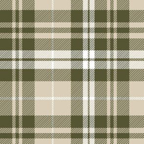 fall plaid || tan, dark olive, white