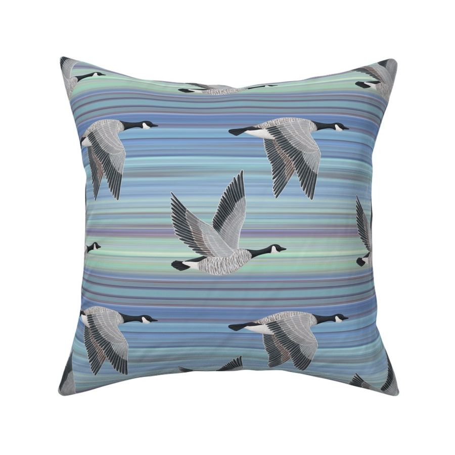 Canada Geese on aqua blue