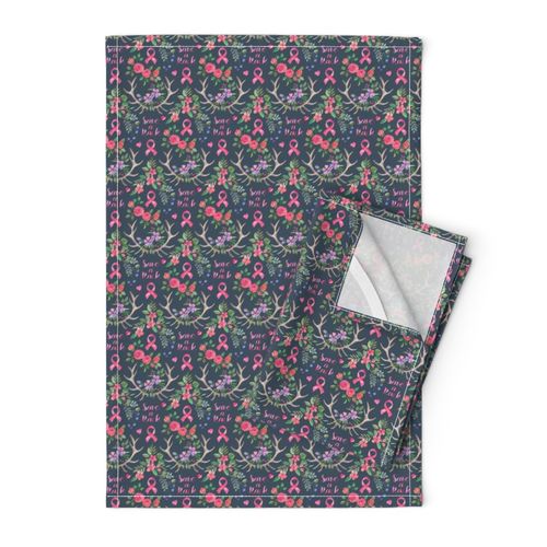 Save a Rack - antlers and watercolor flowers on dark grey blue - extra small