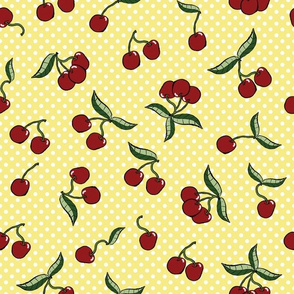 Cherries Dots on Yellow