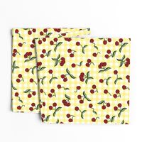 Cherries on Yellow Gingham Check