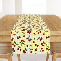 Cherries on Yellow Gingham Check