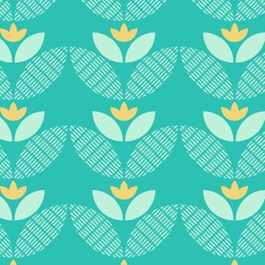 Yellow and Aqua Geometric Flowers