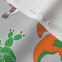 Dinosaur Desert - orange, green & white