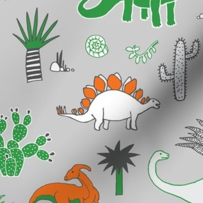 Dinosaur Desert - orange, green & white