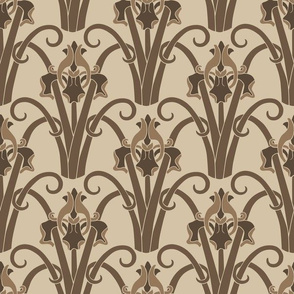 Art Nouveau Irises  -  Sepia Toned