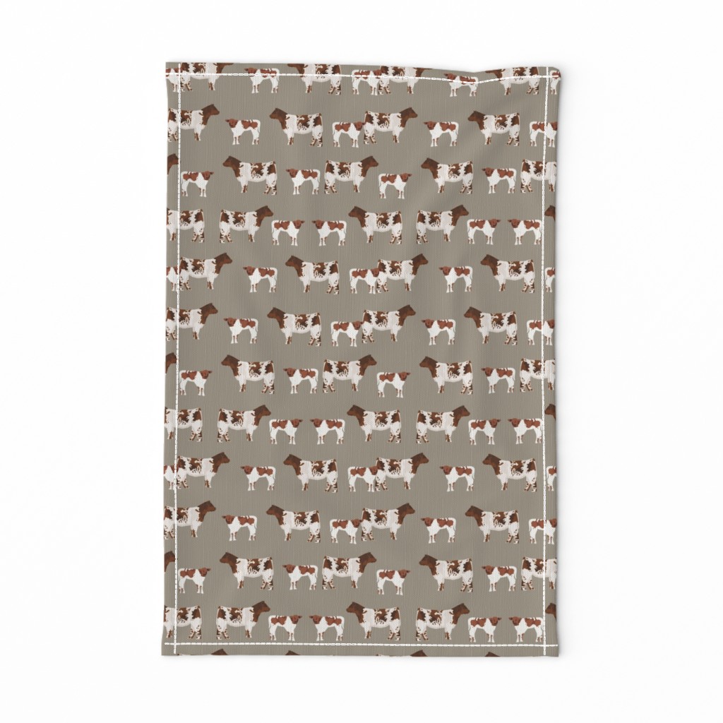 shorthorn cattle and calf fabric cows fabric - brown