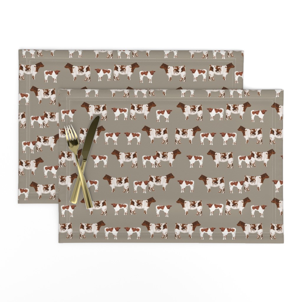 shorthorn cattle and calf fabric cows fabric - brown