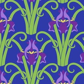 Art Nouveau Irises  - Vivid Color