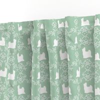 Biewer Terrier dog silhouette florals mint