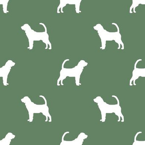 Bloodhound silhouette minimal dog fabric med green