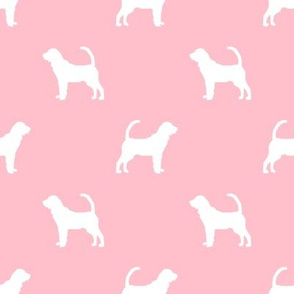 Bloodhound silhouette minimal dog fabric pink
