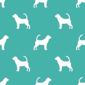 Bloodhound silhouette minimal dog fabric turquoise