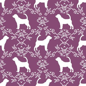 Bloodhound silhouette dog breed floral amethyst