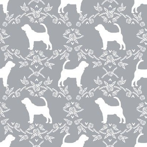 Bloodhound silhouette dog breed floral grey