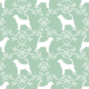 Bloodhound silhouette dog breed floral mint