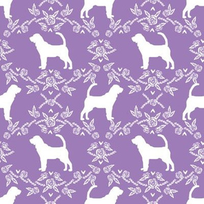 Bloodhound silhouette dog breed floral purple