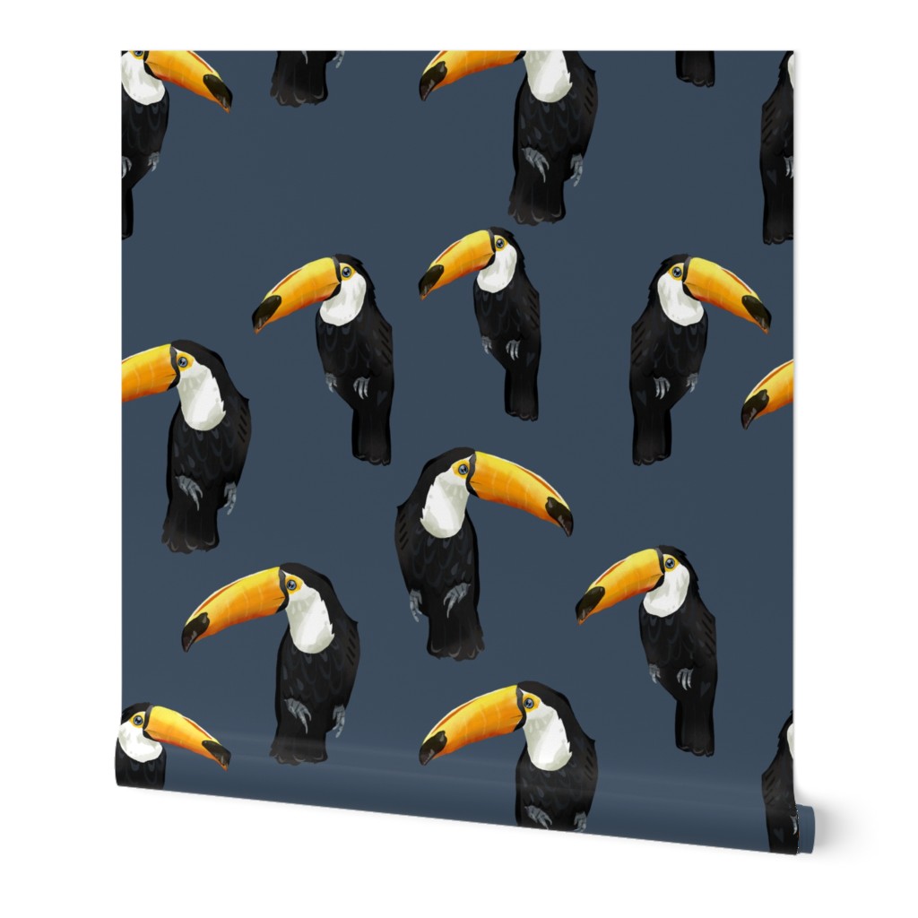 Toucan Party on Blue - Larger Scale