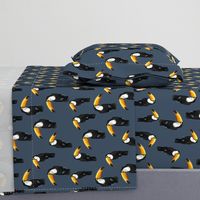 Toucan Party on Blue - Larger Scale