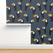 Toucan Party on Blue - Larger Scale