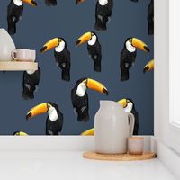 Toucan Party on Blue - Larger Scale