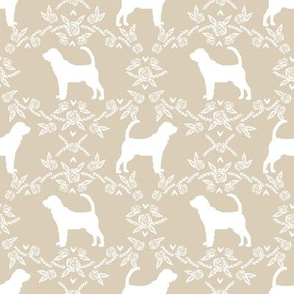 Bloodhound silhouette dog breed floral sand