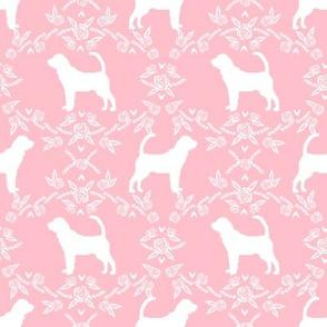 Bloodhound silhouette dog breed floral pink