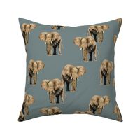 Elephants on Greyish Blue - Original Size