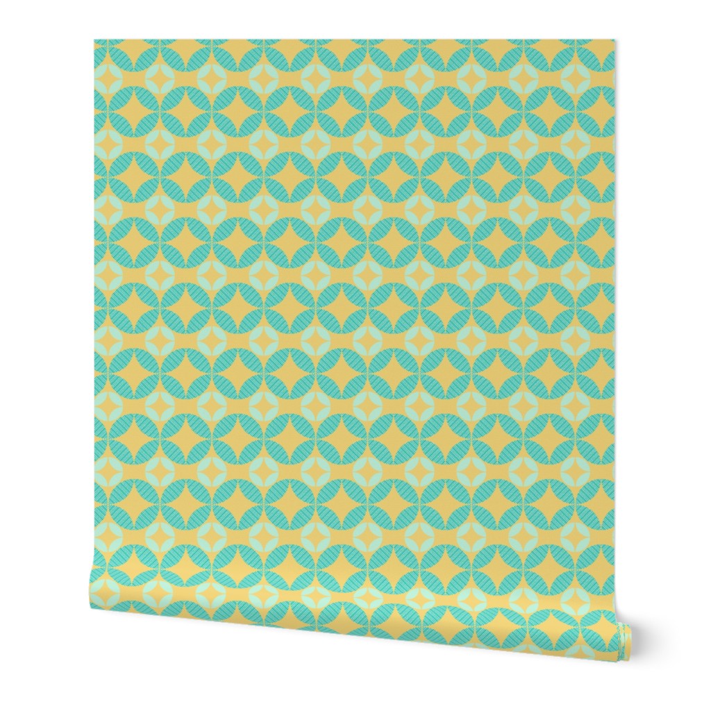 Yellow and Aqua Geometric Floral 2