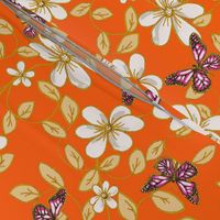Flowers & Flutters / Vines & Butterflies  2 on Orange   