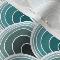 Art Deco Moody Teal Scallop Fans