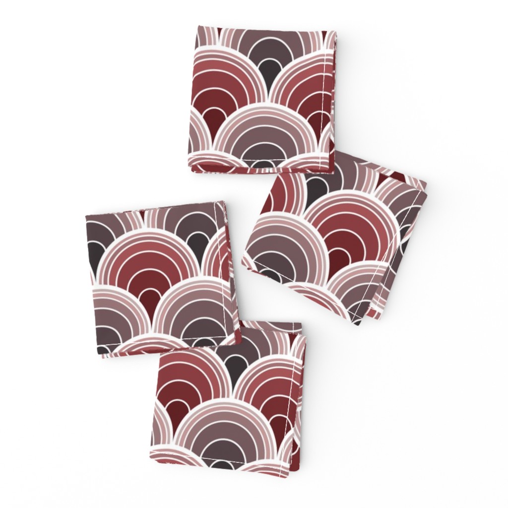 Art Deco Moody Burgundy, Sienna Scallop Fans