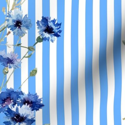 blue flowers & stripes 