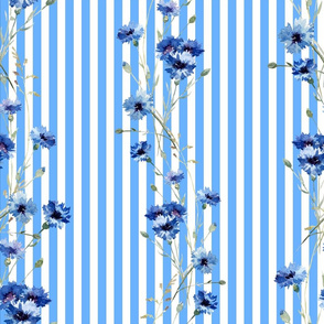 blue flowers & stripes 