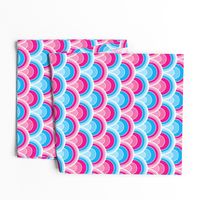 Cascading Art Deco Pink and Blue Fans