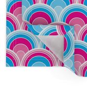 Cascading Art Deco Pink and Blue Fans