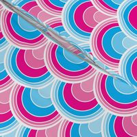 Cascading Art Deco Pink and Blue Fans