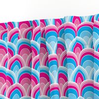 Cascading Art Deco Pink and Blue Fans