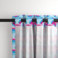 Cascading Art Deco Pink and Blue Fans